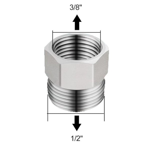 TeeRees 3/8 Female to 1/2 Male Brass Pipe Connector Threaded Joint for Pipe Connection,1pcs