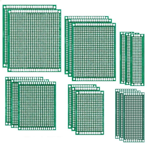 TeeRees 32Pcs Double Sided Pcb Board Kit 6 Size Printed Circuit Protoboard for Soldering
