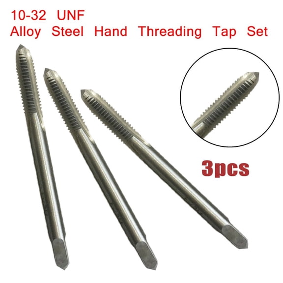 TeeRees 3PCs/Set Alloy Steel Hand tool Threading Tap Bottoming Taper #10-32 for Nf