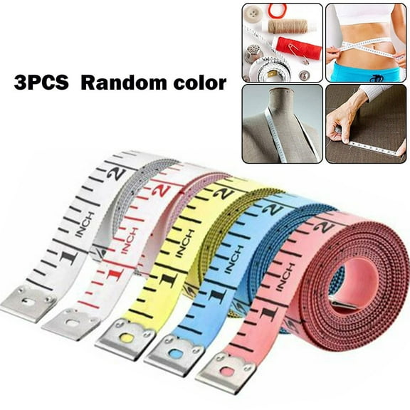 TeeRees 3Pcs 1.5M Body Measuring Ruler Sewing Tailor Tape Measure Soft Flat Ruler Centimeter Meter Sewing Measuring Tape Random Color