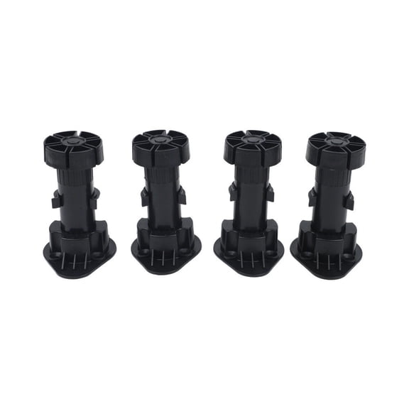 TeeRees 4 Pack Adjustable Cabinet Legs, Black Plastic Plinth Feet for Kitchen Bathroom Cupboards, Furniture Base Support Carcase Leveling Feet
