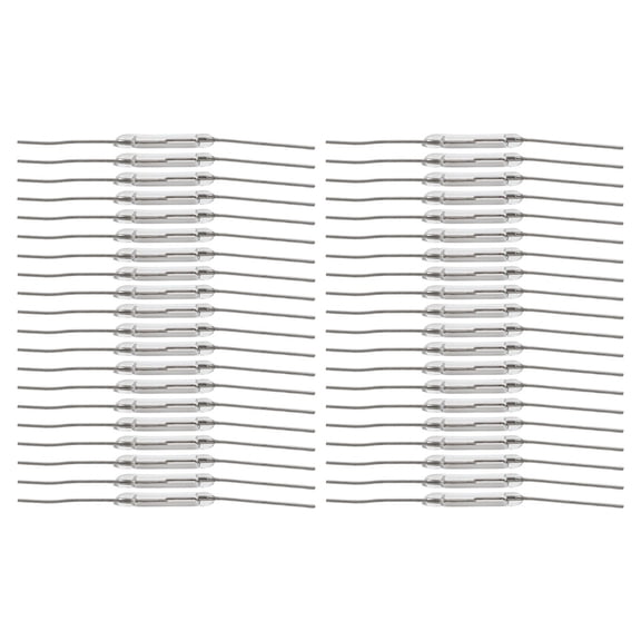 TeeRees 40Pcs Magnetic Glass Reed Switch 2X14mm Normally Open N/O 2-Pin Low Voltage Reed Switches Magnetic Induction Switch