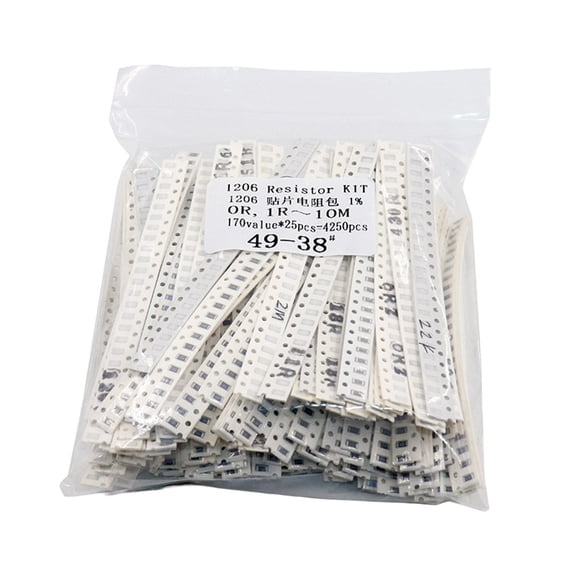 TeeRees 4250Pcs 1206 for Smd Resistor Kit Assorted Kit 1Ohm-10M Ohm 1% 170Values * 25Pcs