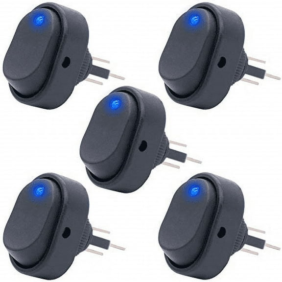 TeeRees 5 X 12V 30Amp 30A Heavy Duty Blue Led Off/on Rocker toggle Switch Car Boat Blue Led Switch for Car Auto Boat Marine Led Switch