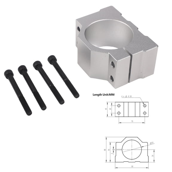 TeeRees 52mm for Cnc Spindle Bracket Clamp with 4 Screws for Effective Assembly
