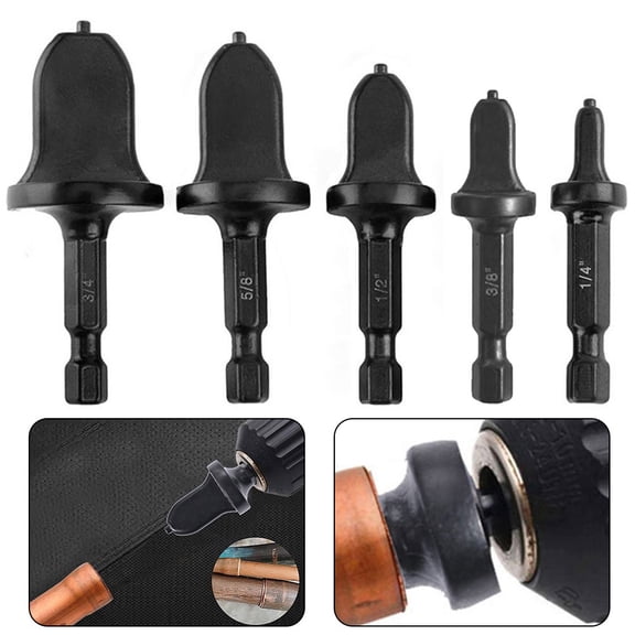 TeeRees 5Pcs Hex Shank Imperial Tube Pipe Expander Air Conditioning Copper Pipe Expander Set Manual Electric Drill Swaging Rotary tool