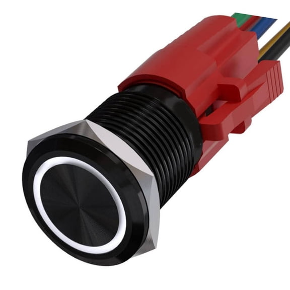 TeeRees Advanced 22mm Metal Latching Push Button Switch with Led Light indicator,white reset