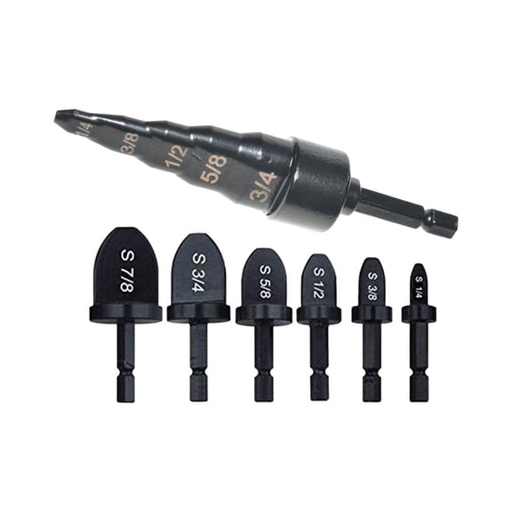 TeeRees Air Conditioner Tube Expander Pipe Expander Swaging Drill Bit Set Swage Tube Expander Swaging Flaring tools, Copper, 7Pcs
