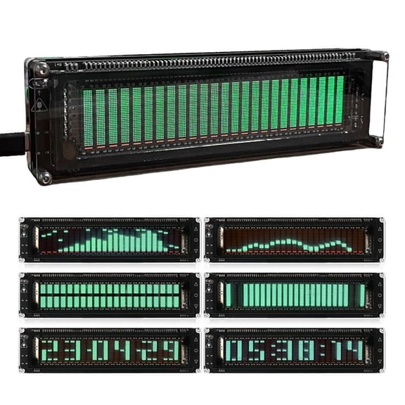 TeeRees Ak2515 Pro Audio Spectrum Analyzer Vfd Display Music Sound Visualizer 3.5mm Aux for Electrical Equipment tool ACcessory