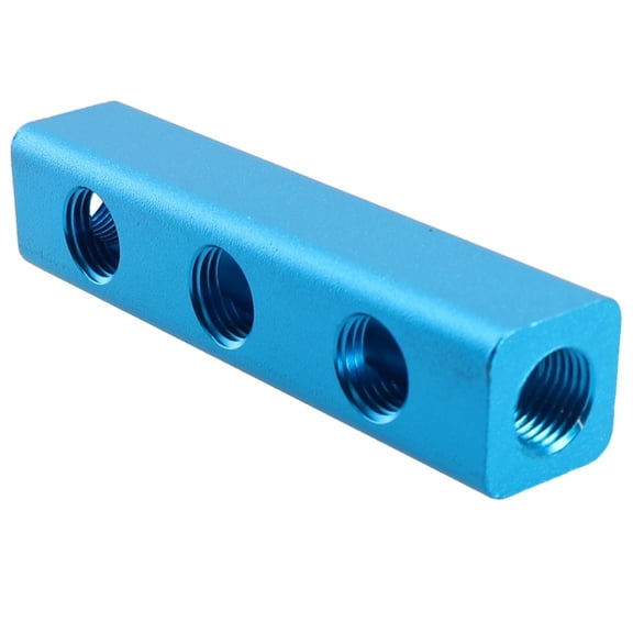 TeeRees Aluminum Pneumatic Air Hose Manifold Block Splitter with 6 Ports And 1/4 inch Thread Diameter for Efficient Air Distribution