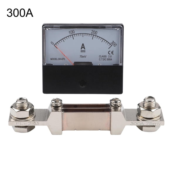 TeeRees Ammeter Analog Amp Meter Gauge Dc 75Mv And Shunt Panel Ampere Current Ammeter Dc Ammeter, 0-200A, 300A, Dh-670, 1Pc