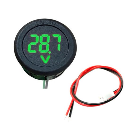 TeeRees Automotive Voltmeter Dc Digital Round Led Display Green, Red, Blue, Green, 4-100V