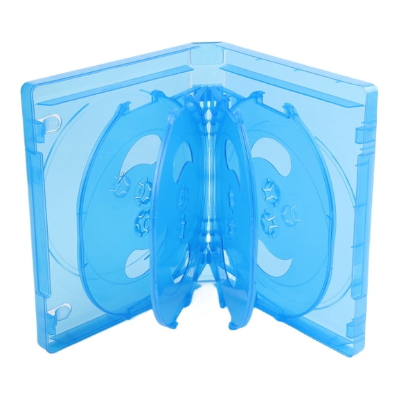 TeeRees Cd Storage Box for 10 Discs Plastic Case Compatible with for Blu-Ray And Game Cases Keeps Media Organized And Safe,Blue