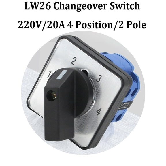 TeeRees Changeover Switch Rotary 1 PCs 20 Amp 4-Position 2 Pole 8 Screw Terminals
