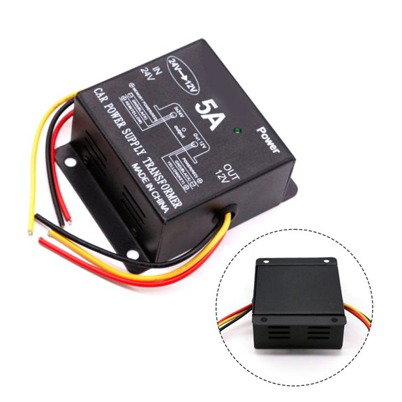 TeeRees Dc 24V to 12V Power Converter for Auto Voltage Reducer 5A Transformer for Truck
