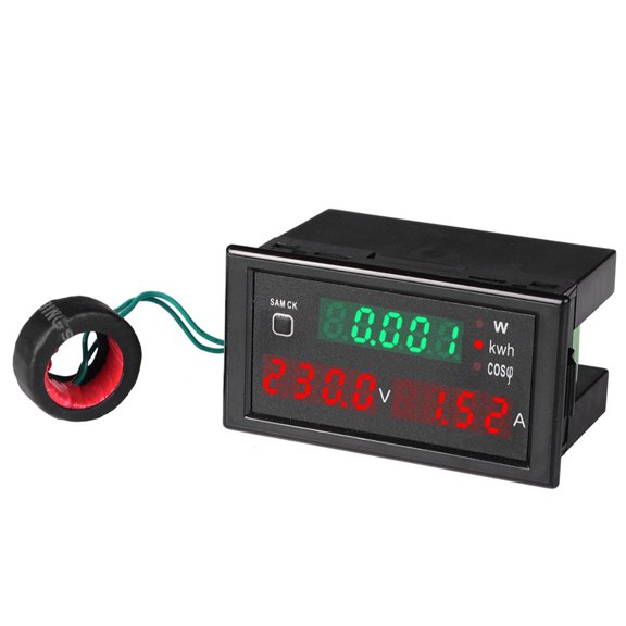TeeRees Digital Panel Meter with Voltage Current Power Factor 80300V 100A Display