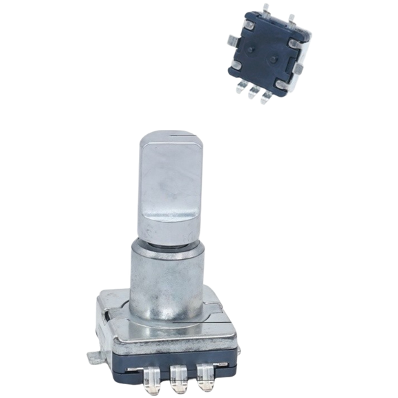 TeeRees Ec11 Rotary Encoder with Push Button 360 Degree Rotation for Electronic Devices,17mm Half Shaft
