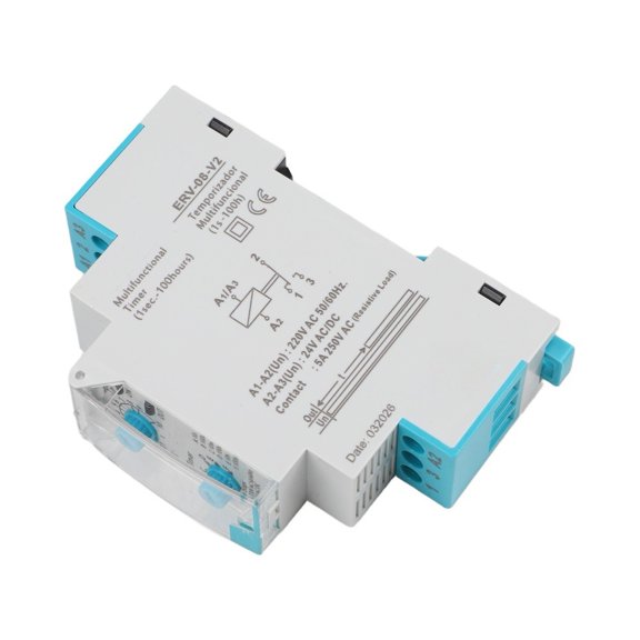 TeeRees Erv-08-V2 5A Delay Multifunction Timer Relay Din Rail 0.1Second-100 Hours Ac 220V Adjustable Electronic Time Delay