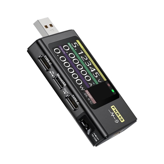 TeeRees Fnirsi Usb Tester Voltmeter Ammeter Typec Fast Charge Detection Trigger Capacity Measurement Ripple Measurement, black, Fnb58