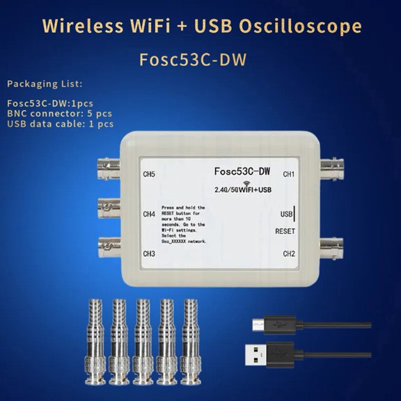 TeeRees Fosc53C-Dw Dual-Band Wifi + Usb 5-Channel Oscilloscope Signal Analysis