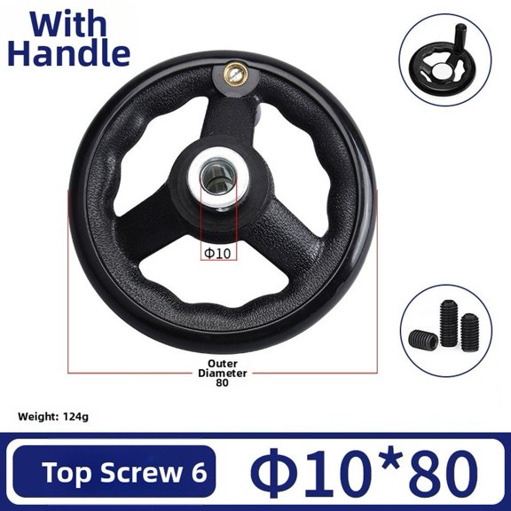 TeeRees Handwheel for Machine Tools with Round Shape And 6mm Metric ThreAD for Direct integration into Existing Systems 10x80x6