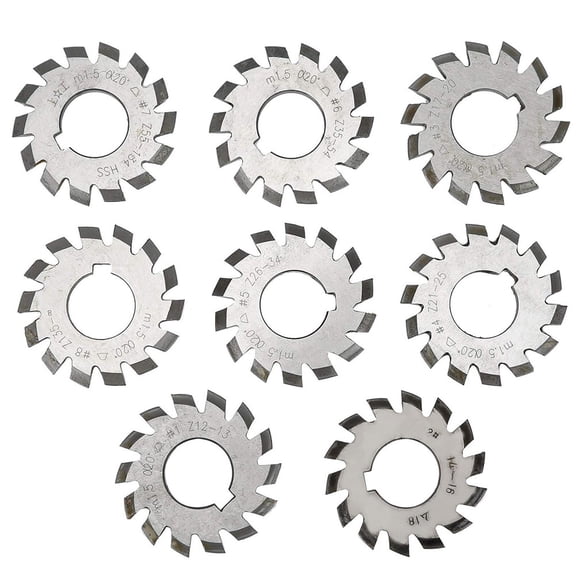 TeeRees Hss Gear Milling Cutter 8Pcs Set 1 5 Module 20 Degree Gear Cutting tool