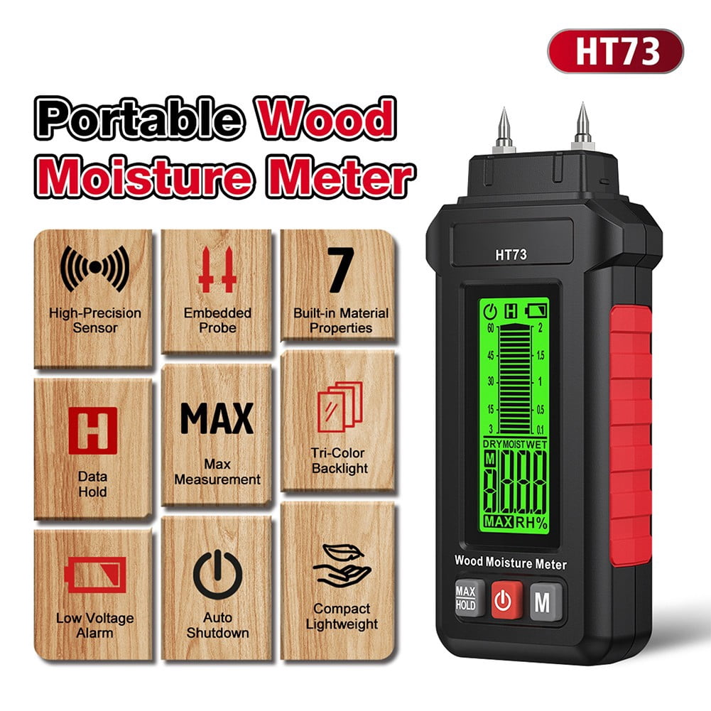 TeeRees Ht73 Digital Wood Moisture Analyzer 0-99.9% Dual-Needle Wood ...