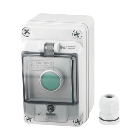 TeeRees Ip66 Outdoor Push Button Box 1 Way Momentary Switch Gray Abs Waterproof Control Enclosure for Gate Opener Industrial Electrical