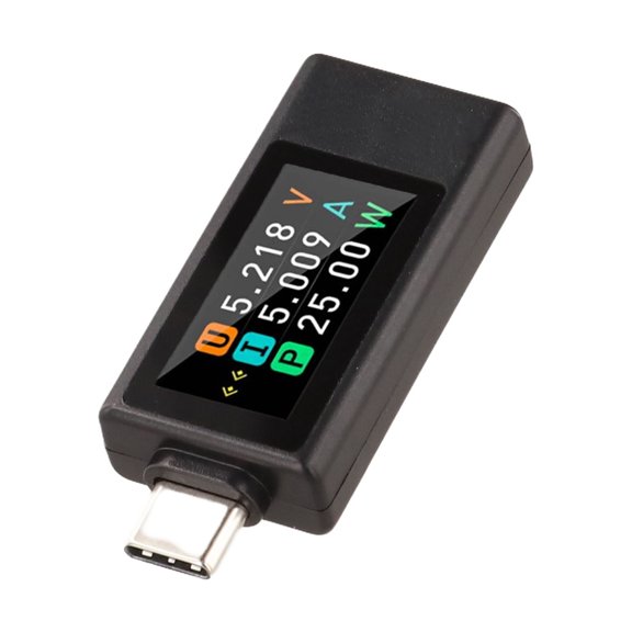 TeeRees Kws-1902L Multi-Function Type-C Voltage And Current Meter, Maximum Tft Display Multi-Function Type-C Tester, Black, 4-30V, 12A, 240W