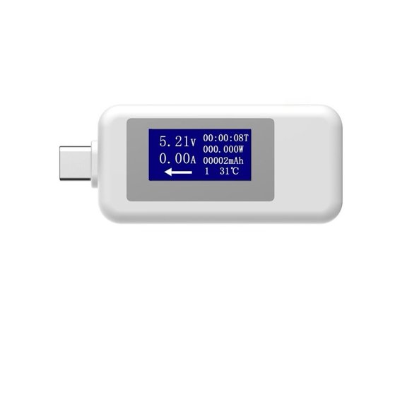 TeeRees Multifunction Usb C Tester Digital Display Voltage Current Power Meter Charger,White