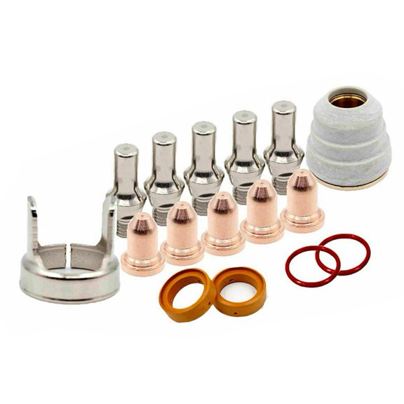 TeeRees Plasma Nozzle Electrode Tip Lc25 Nozzle Tit Wsp-24022 Whirl Pool Ring 16Pcs Cap Electrodem Gasket Cutting Machine