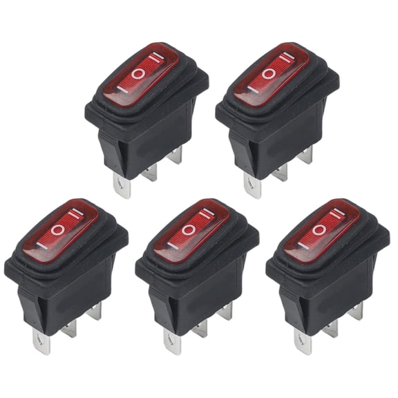 TeeRees Power Rocker Switch Waterproof 3 Position on off on toggle Switch, red, 30 Amp, 5Pcs