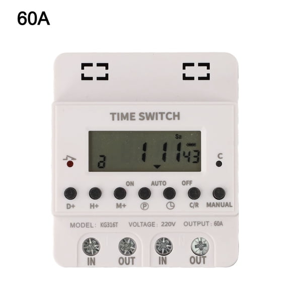 TeeRees Practical The Time Controller Switch Relay Power Timer Switch Kg316T Lcd Display Line interface Plastic,60A