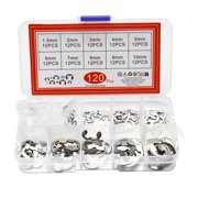 TeeRees Retaining Circlip Set Snap Ring E-Clip Washer Assortment, Stainless Steel, 120Pcs