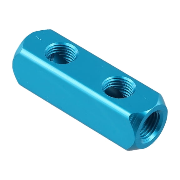 TeeRees Robust Aluminum inline Air Hose Manifold Block with G1/4 Threaded Ports for Dividing Air Supply Lines in Pneumatic Applications,2 Way