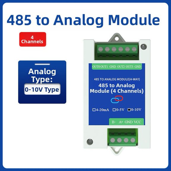 TeeRees Rs485 to Analog input Acquisition Module 2-Way/4-Way 4-20Ma5V/10V Transmitter Analog Signal Acquisition Module,4-Way 0-10V