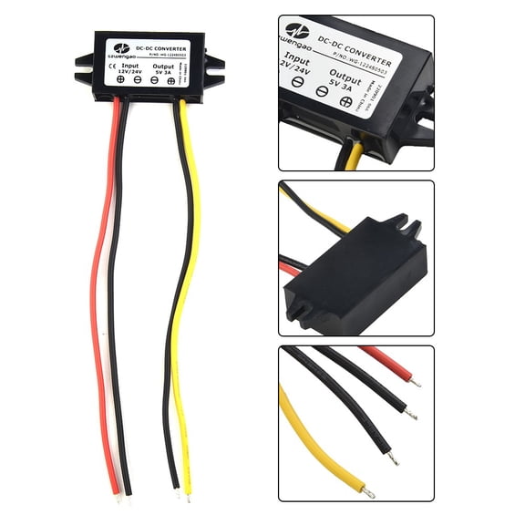 TeeRees Sealed Dc to Dc Step Down Regulator 12V 24V to 5V 3A 15W Converter with Shockproof And Humidity Resistant Housing