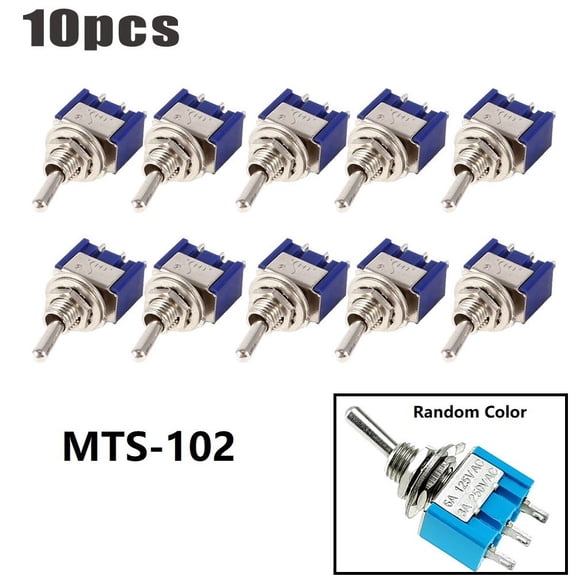 TeeRees Set Of 10 Miniature Spdt toggle Switches 3Pin onon Configuration 6A 125Vac Mts102 Perfect for Various Electrical Uses