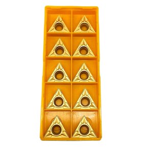 TeeRees Tcmt16T304 Carbide inserts Gold Triangle for 1/2 inch Lathe Turning tool Rough Machining Steel Stainless Steel indexable Tips