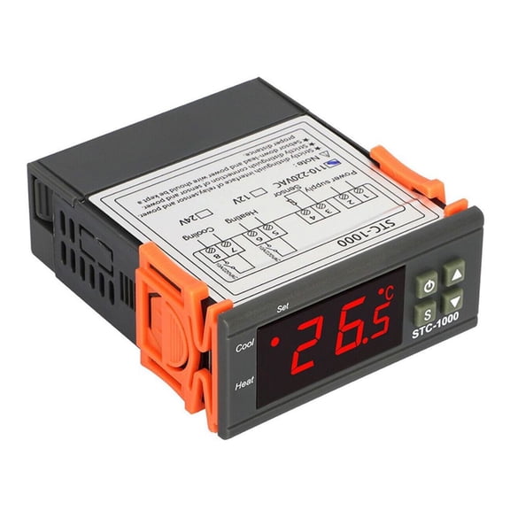 TeeRees Universal 12V /24V/110V- 220V Stc-1000 Digital Temperature Controller Lcd Display Temperature Calibration with Sensor,24V