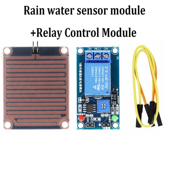 TeeRees Water Detection Module with Relay Output 12V Rain Sensor for Arduino And for Raspberry Pi Weather Applications