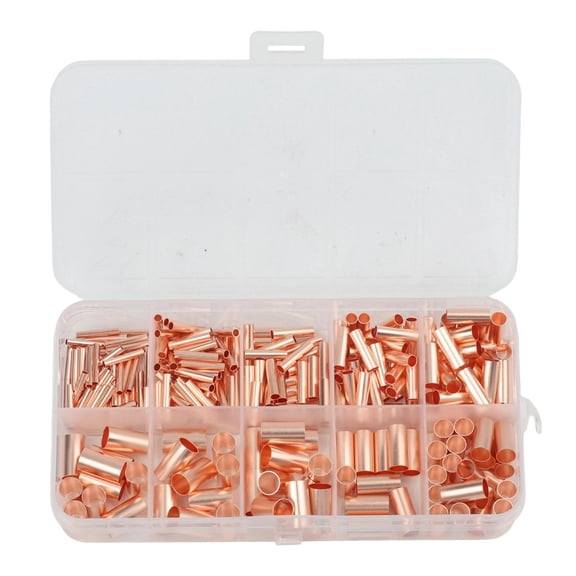 TeeRees Welded Sealed Connectors Terminal Kit 250Pcs Tube Accessories Butt Wire Cable Crimp Copper Ferrule Replacement