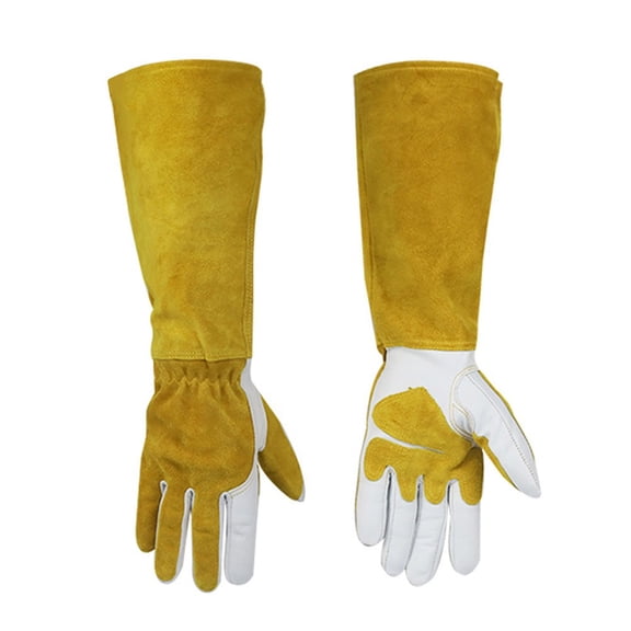 TeeRees Welder Gloves for Garden Bull Two-Layer Sleeve Long Laborfor Protection Gloves,L