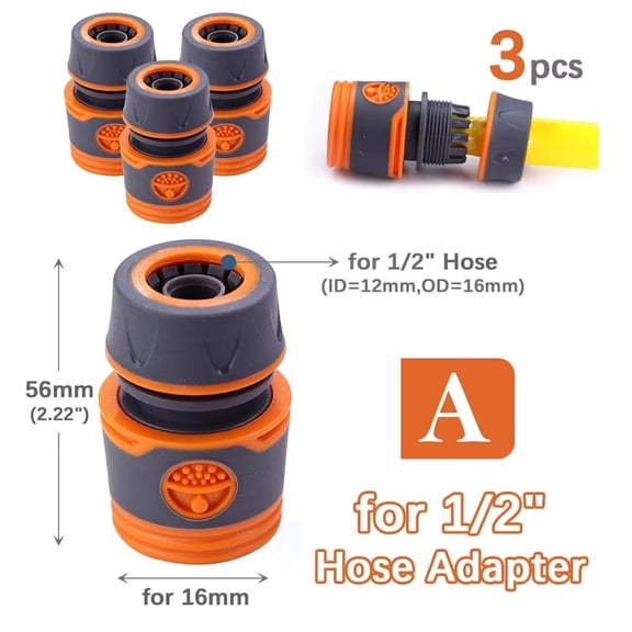 TeeRees for Hose Connection Garden Hose Adapter Irrigation Connection Abs Plastic,Through 1I2 inches