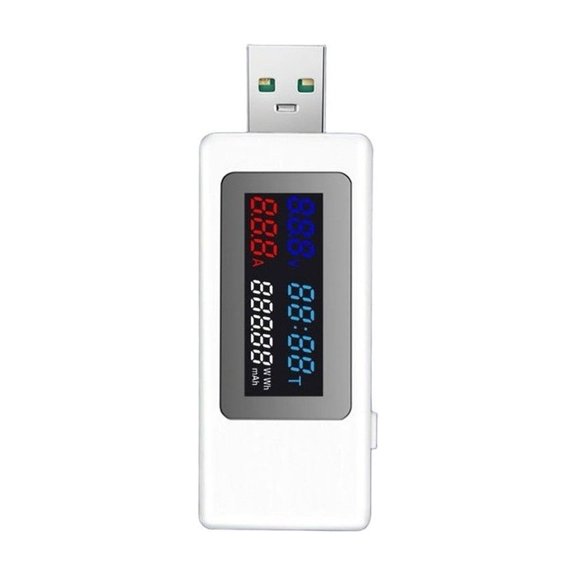 TeeRees for Kws V30 Color Screen Usb Tester 120W Fast Charging Voltmeter Ammeter Power Meter,White