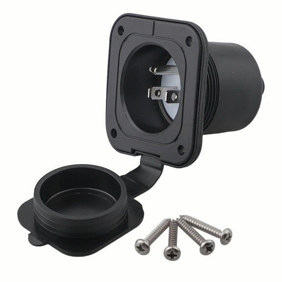 TeeRees inlet ReceptACle Flanged Power Socket 125V 15Amp 3 Prong 3750W AC Port Ip65 Nema 5-15P Nylon Shell Weatherproof