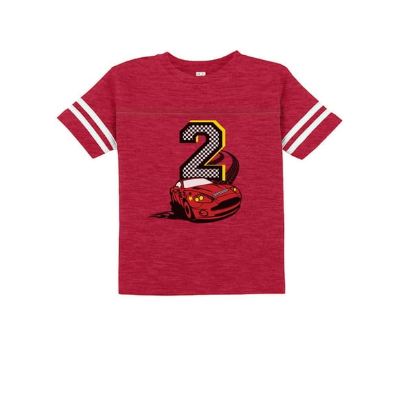 TeeStars - 2nd Birthday Race Car Party 2 Year Old Boy Toddler Jersey T-Shirt 3T Red