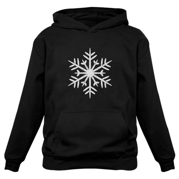 TeeStars - Big White Snowflakes Christmas Gift Xmas Hoodie Small Black