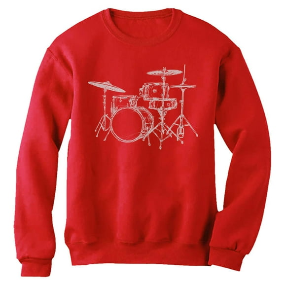 TeeStars - Gift for Drummer - Cool Drums Design Printed Sweatshirt Medium Red