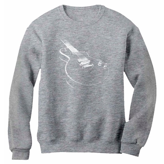 TeeStars - Gift for Guitarist - Cool Musician Electric Guitar Printed Sweatshirt Medium Gray